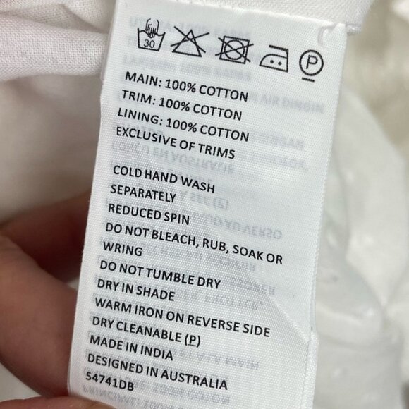 NWT Bardot Henriette White Mini Dress Lace CottonSize Medium or 8 Boho Romantic - Picture 9 of 16